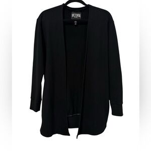Victoria Sport Black Open Front Cotton Blend Cardigan (Size S)